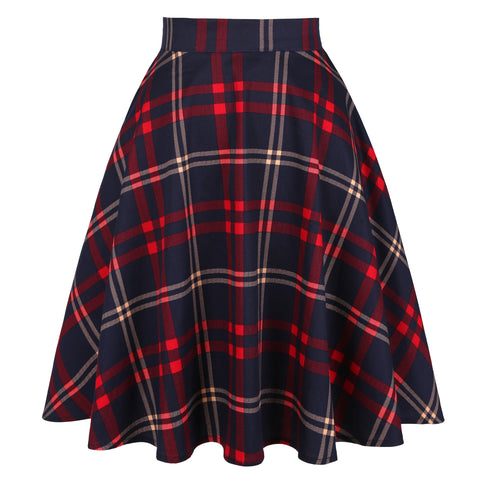 Checkered Cotton Women's Midi Skirts