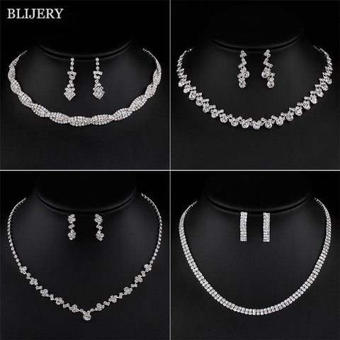 Silver Plated Crystal Jewelry Sets