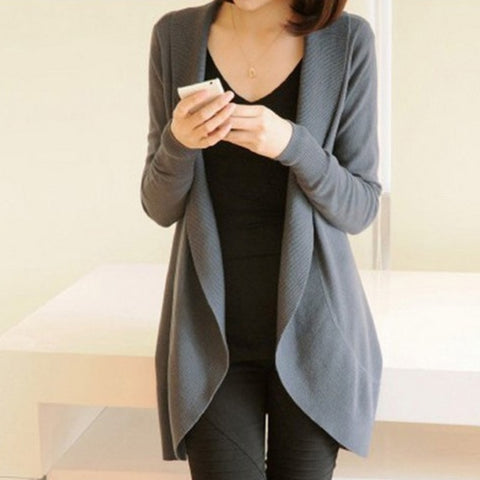 Solid Color Long Cardigan