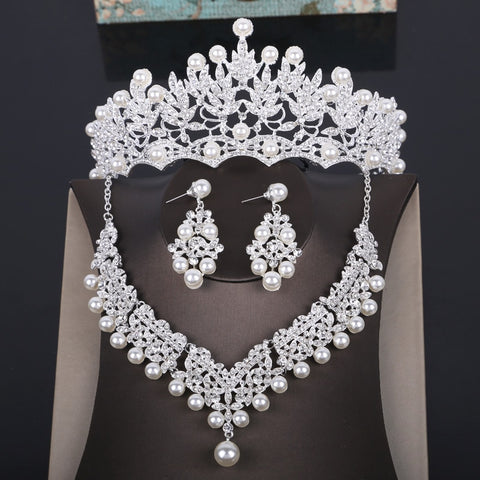 Fashion Crystal Pearl Costume Jewelry Set