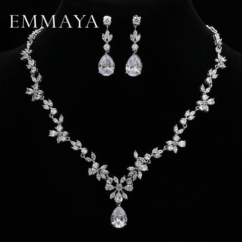 White Crystal Flower Jewelry Sets