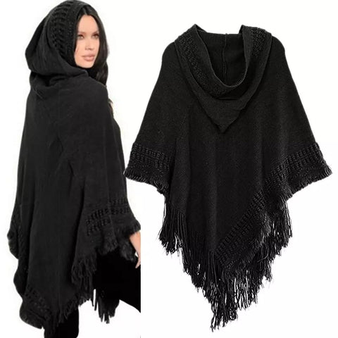 Tassel Cape Coat With Poncho