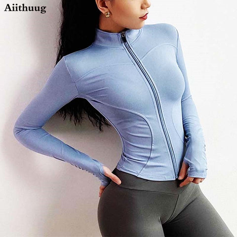 Gacaky Women's Slim Fit Workout Running Track Jackets Full Zip-up Yoga  Athletic Jacket with Thumb Holes in 2023